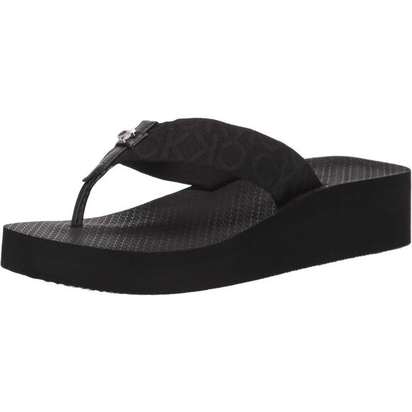 Calvin Klein Women Platform Thong Flip Flop Sandals Meena Size US 5M Black - Picture 1 of 5
